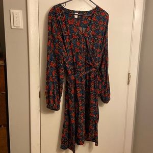Floral faux wrap dress